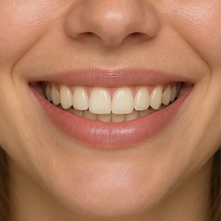 Simulación ilustrativa de una sonrisa con tono marfil natural